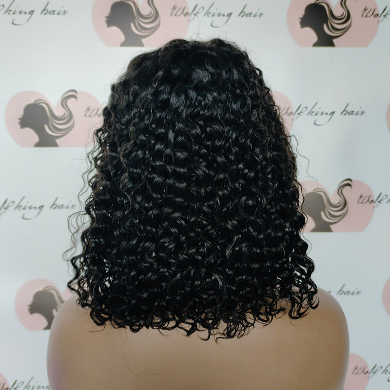 transparent 12inch 13*4 full frontal lace wig bob curly 1pcs +5 pairs 5D mink lashes “BBB”