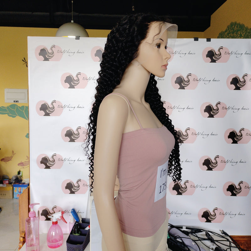 transparent 13*4 full frontal lace wig natural color water wave 1 piece 26inch water wave 100% human hair EEE