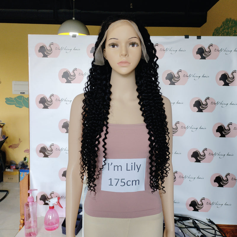 transparent 13*4 full frontal lace wig natural color water wave 1 piece 26inch water wave 100% human hair EEE