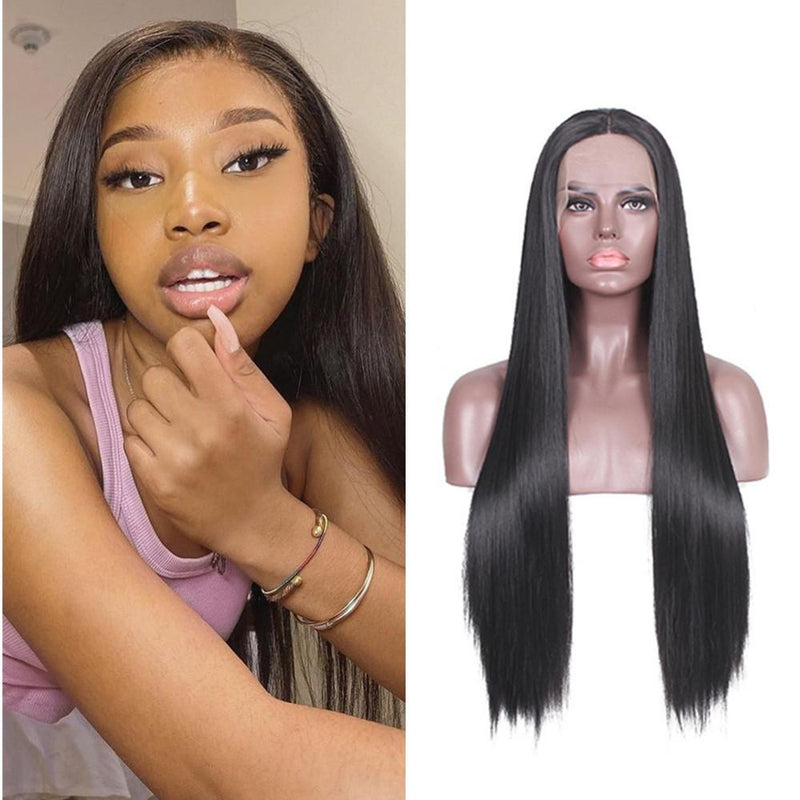 Wolf king straight wave 13*4 HD transparent front lace wig 100% human hair naural color