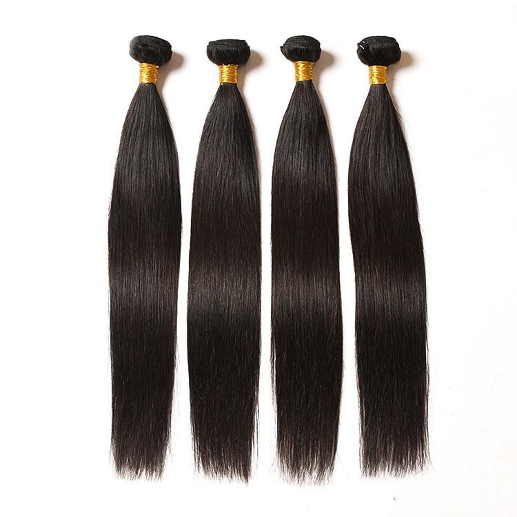 Wolf king straight wave 4 bundles natural color virgin human hair weft