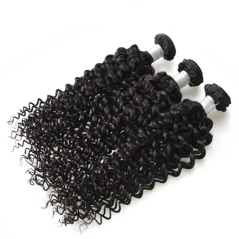 Wolf king curly 3 bundles natural color virgin human hair weft