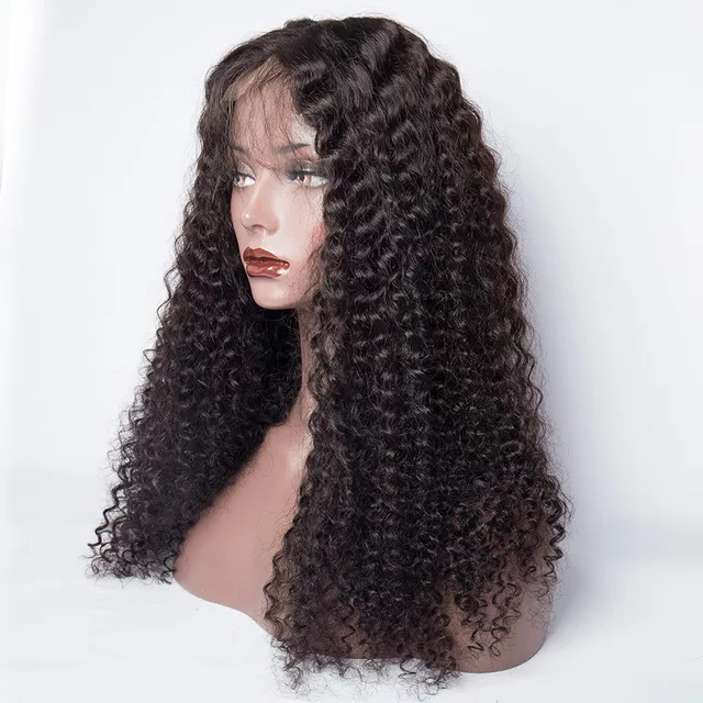 Wolf king kinky curly wave Full lace wig 100% human hair natural color