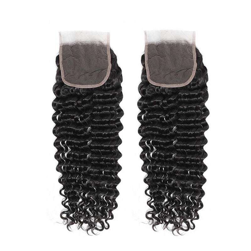 Wolf king deep wave 4*4 HD transparent lace closure