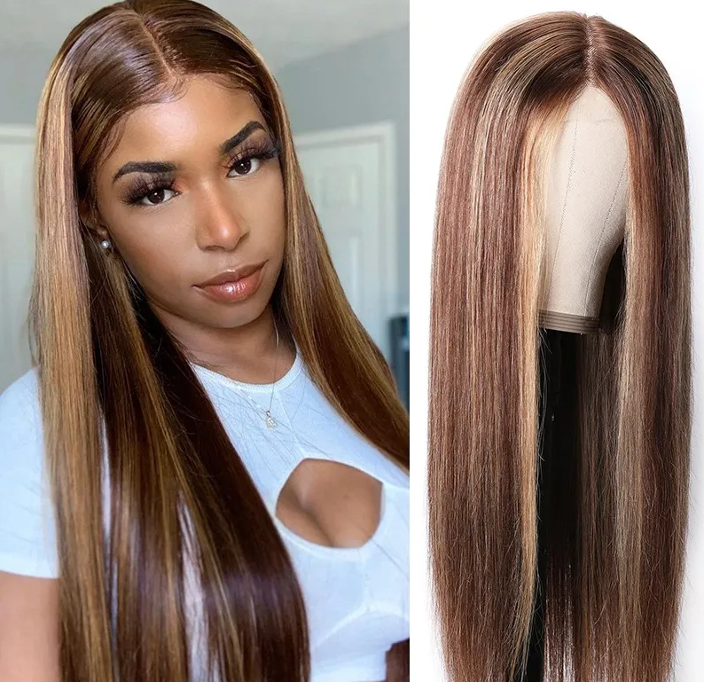 Wolf king highlight 13*4 transparent front lace wig 26inch 100% human hair hot selling!!!