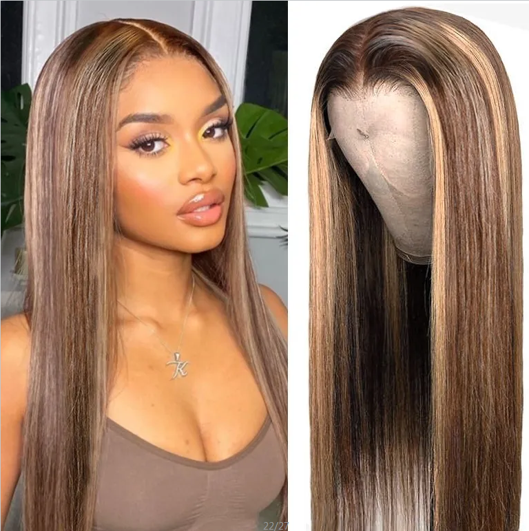 Wolf king highlight 13*4 transparent front lace wig 26inch 100% human hair hot selling!!!