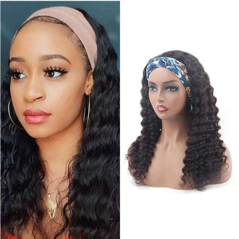 Wolf king deep wave Headband wig 100% human hair [without design band]