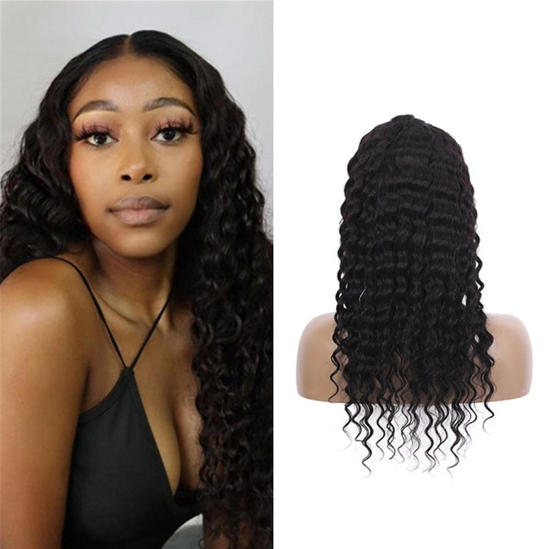 Wolf king deep wave 5*5 HD transparent closure wig 100% human hair