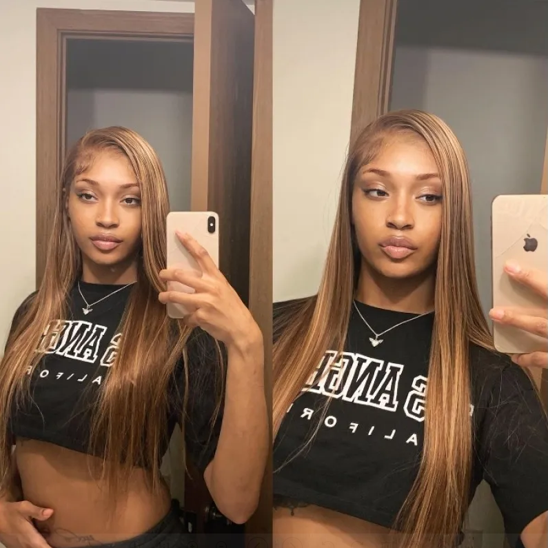 Wolf king highlight 13*4 transparent front lace wig 26inch 100% human hair hot selling!!!