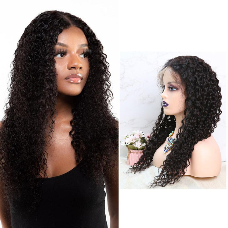 Wolf king curly 13*4 HD transparent front lace wig 100% human hair naural color