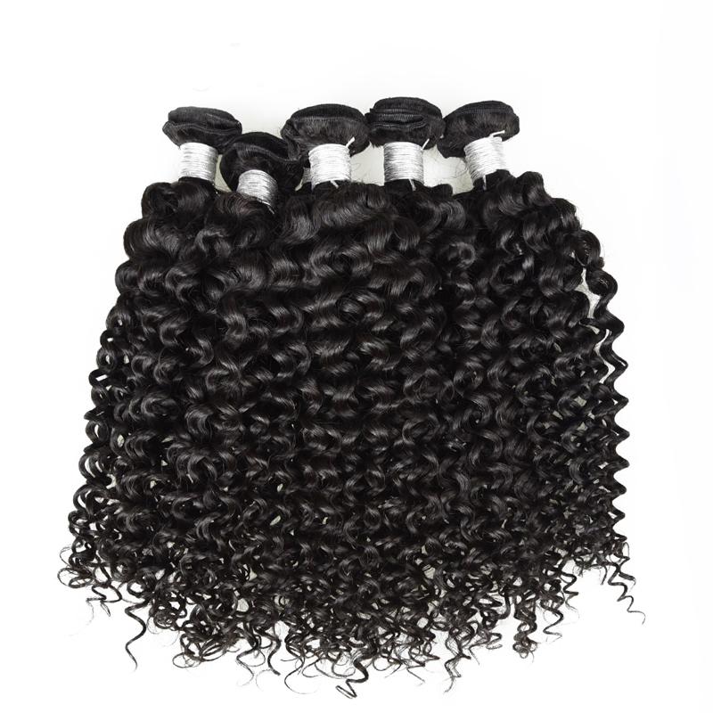 Wolf king curly 4 bundles natural color virgin human hair weft