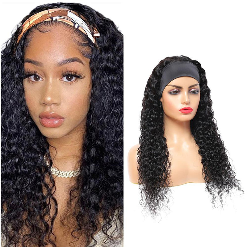 Wolf king curly Headband wig 100% human hair [without design band]