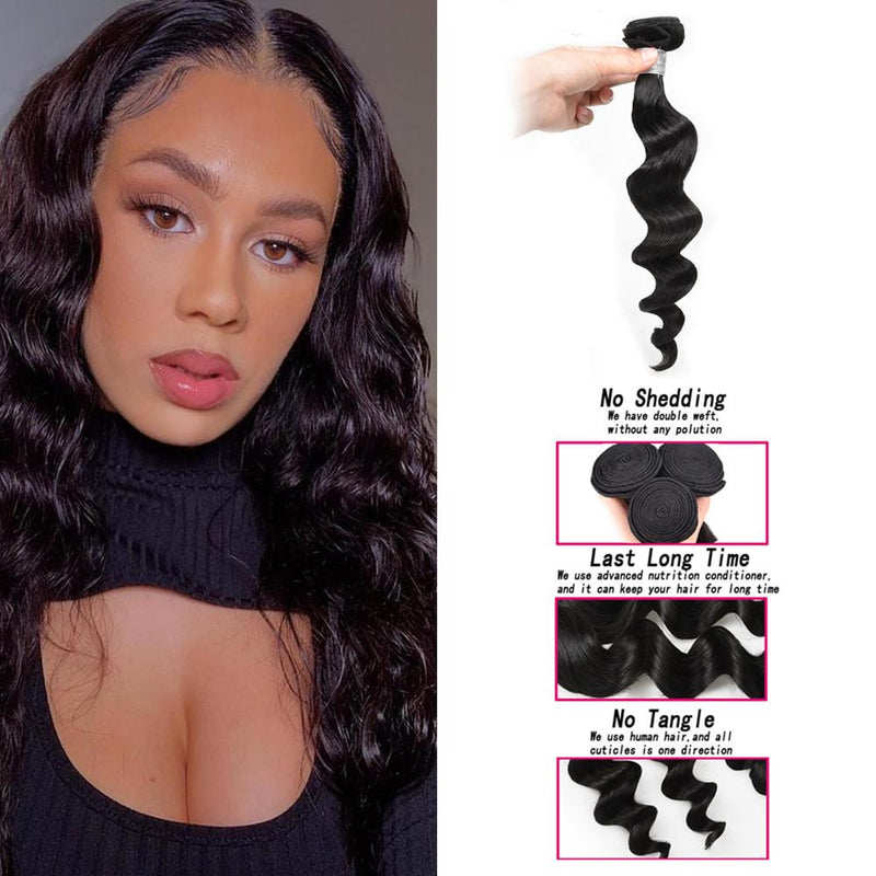 Wolf king loose wave 1 bundle natural color virgin human hair weft