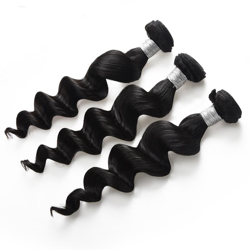 Wolf king loose wave 3 bundles natural color virgin human hair weft