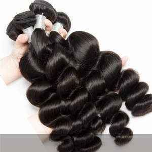 Wolf king loose wave 4 bundles natural color virgin human hair weft