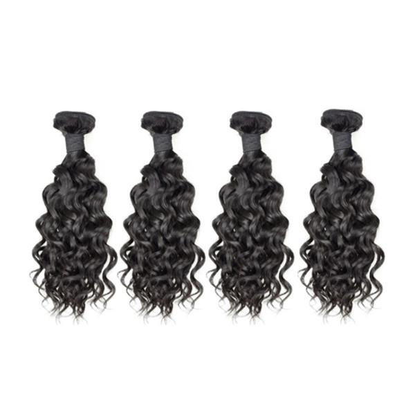 Wolf king water wave 4 bundles natural color virgin human hair weft