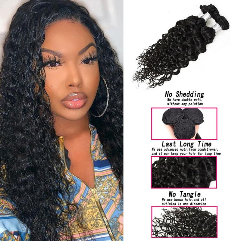 Wolf king natural wave 3 bundles natural color virgin human hair weft