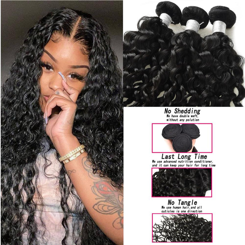 Wolf king natural wave 4 bundles natural color virgin human hair weft