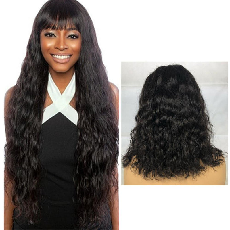 Wolf king natural wave 4*4 HD transparent closure wig 100% human hair natural color