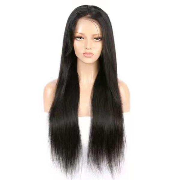 Wolf king straight 13*4 HD transparent front lace wig natural color 100% human hair