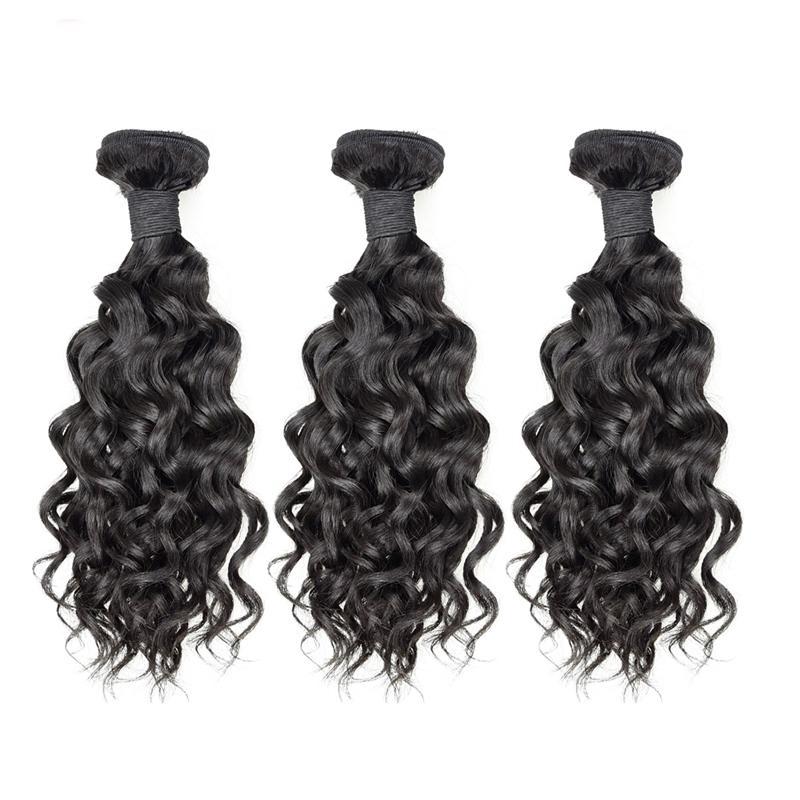 Wolf king water wave 3 bundles natural color virgin human hair weft