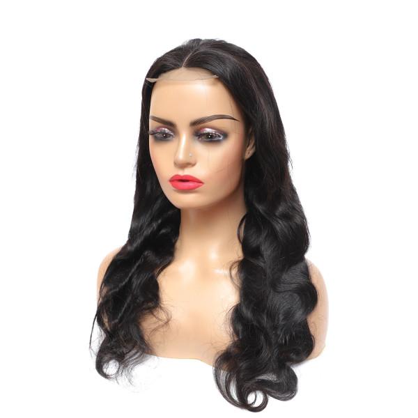 Wolf king body wave 13*4 HD transparent front lace wig natural color 100% human hair