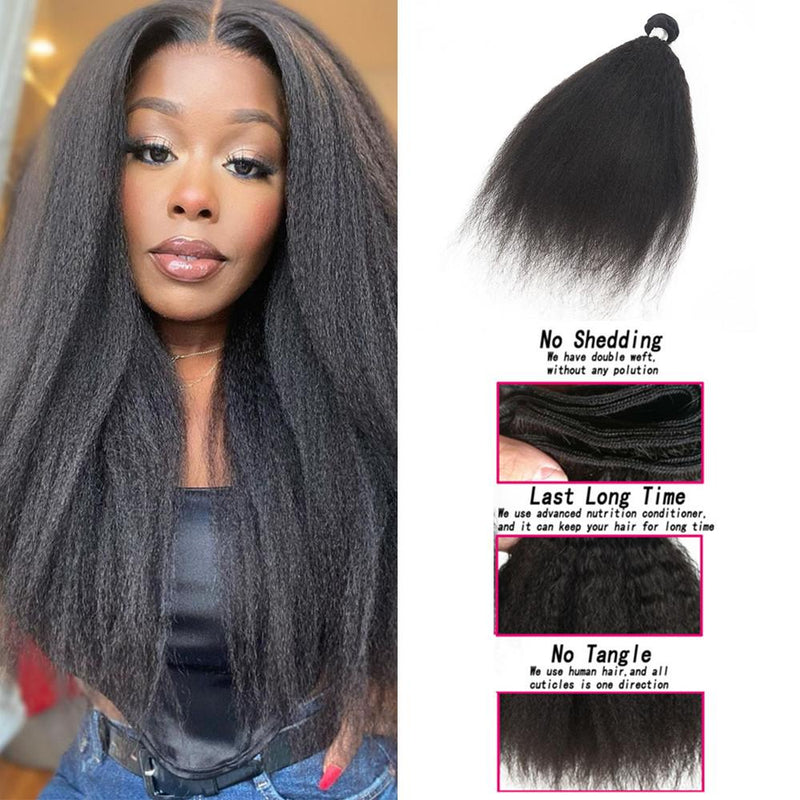 Wolf king kinky straight wave 1 bundle natural color virgin human hair weft