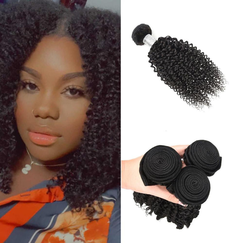 Wolf king kinky curly wave 1 bundle natural color virgin human hair weft