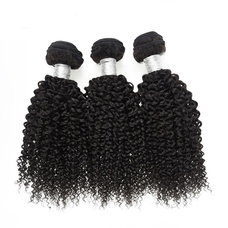 Wolf king kinky culry wave 3 bundles natural color virgin human hair weft