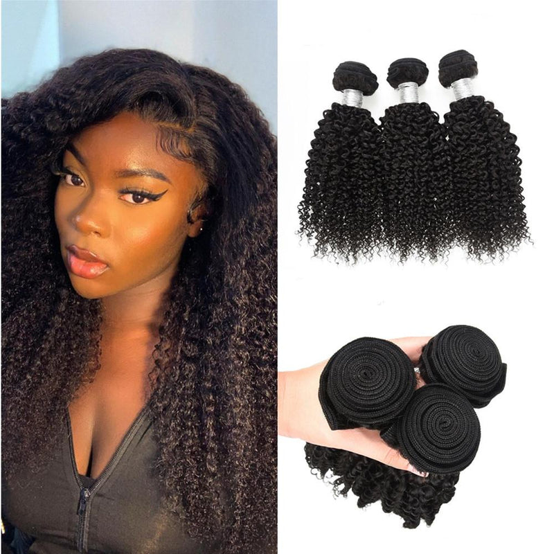 Wolf king kinky culry wave 3 bundles natural color virgin human hair weft