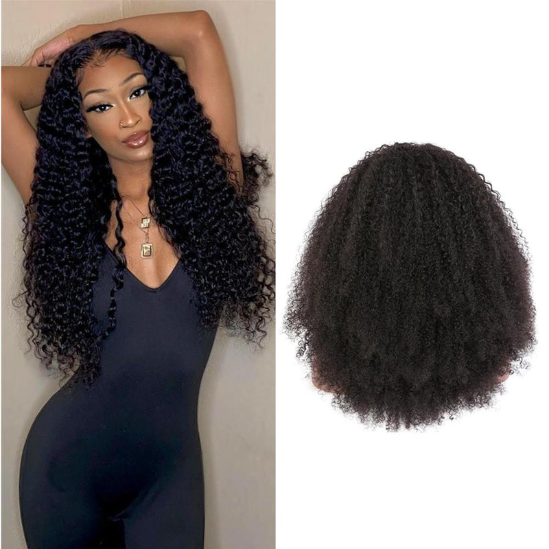 Wolf king kinky curly 4*4 HD transparent closure wig 100% human hair natural color