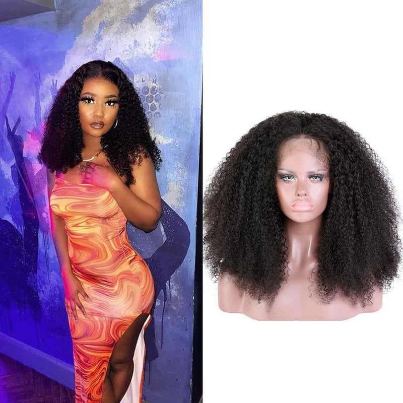 Wolf king kinky curly 5*5 HD transparent closure wig 100% human hair