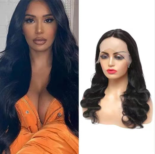 10A full frontal hd transparent lace wig 24inch 180ï¼?bw natural color medium size 1pc